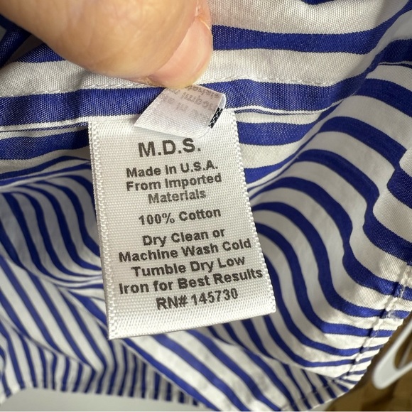 Mark D Sikes 100% Cotton blue and white striped bell sleeve top size 0 - Picture 5 of 8